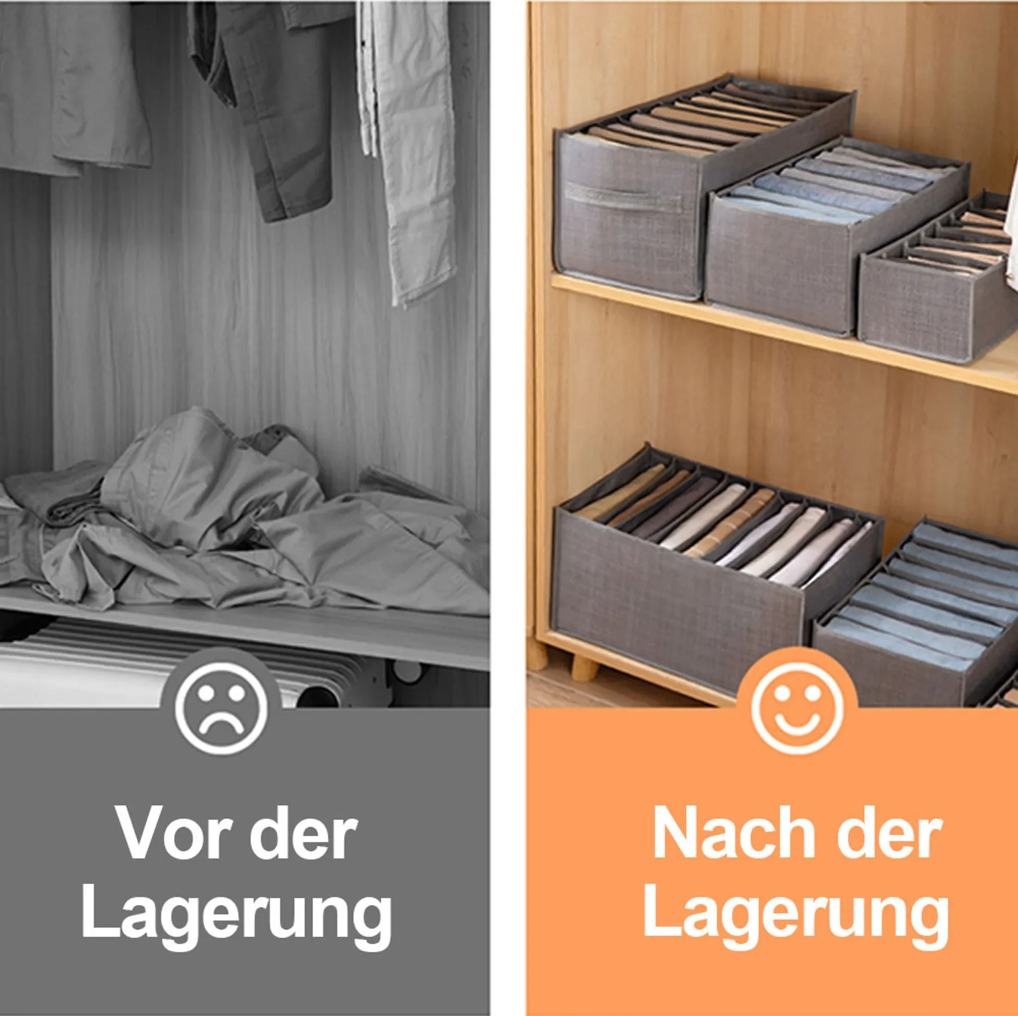 Stapelbarer Kleiderschrank-Organizer – 9 Fächer, dunkelgrau